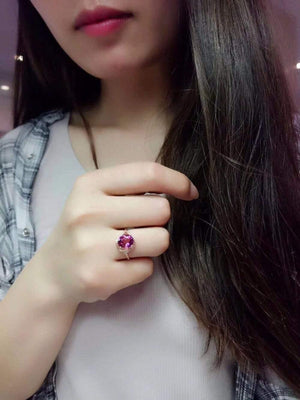 Planet Gates Red Tourmaline Ring 2.7ct Pure 18 K Gold Jewelry Natural Rubi Tourmaline Gemstones Diamonds Female Rings for Women Fine Ring