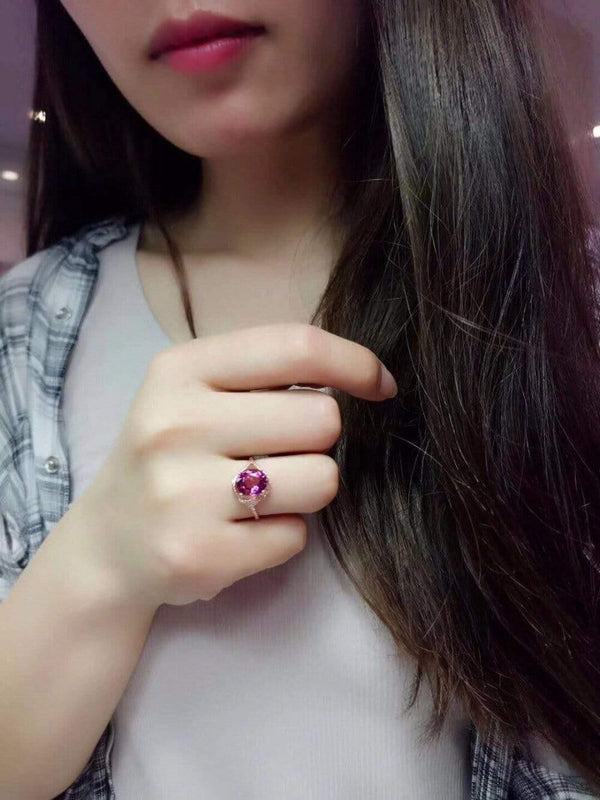 Planet Gates Red Tourmaline Ring 2.7ct Pure 18 K Gold Jewelry Natural Rubi Tourmaline Gemstones Diamonds Female Rings for Women Fine Ring