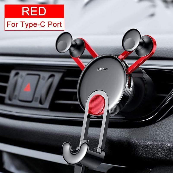 Baseus Car Phone Holder Gravity Air Vent Mount Mobile Phone Holder Stand for Android Smartphone with USB C Cable for Samsung