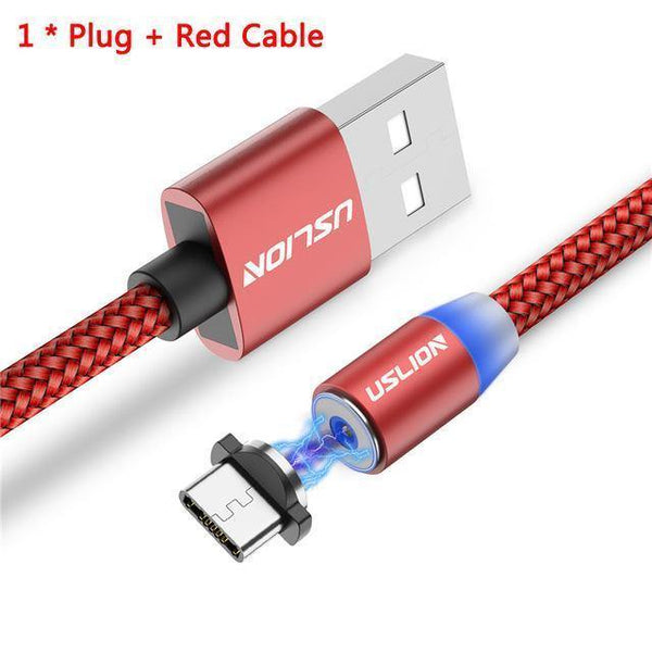 Planet Gates Red / Type C USLION 1M 2A LED Magnetic Cable For Micro USB Type C Phone Cable for Xiaomi POCOPHONE F1 Samsung S9 Charge Magnet Plug Charger
