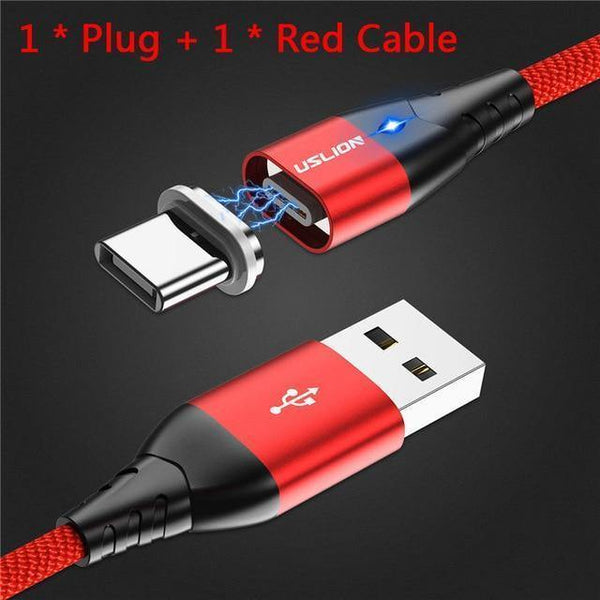 Planet Gates Red / Type C USLION LED Magnetic USB Cable Fast Micro USB Type-C Magnet Charger usb c Data Cable for Samsung Xiaomi Mobile Phone Charge Cable