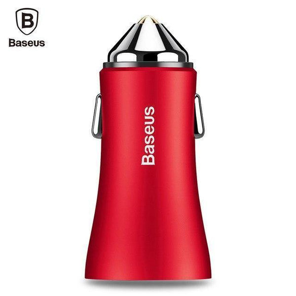 Planet Gates Red USB Car Charger for iPhone Samsung Xiaomi 2.4A Dual USB Fast Charge Adapter Mini Metal USB Car-Charger for Mobile Phone