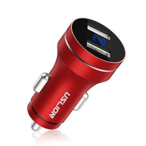 Planet Gates Red USLION 2.4A Dual USB Car Charger For Mobile Phone Tablet GPS LED Display Charger USB Car Phone Charger Adapter in Car Charge