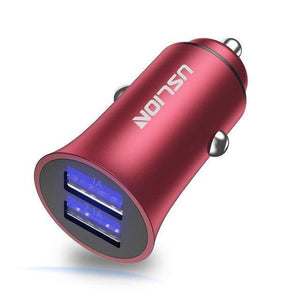 Planet Gates Red USLION USB Car Charger For iPhone 7 8 XS MAX XR Mini Dual USB Fast Car Charging Mobile Phone Charger Adapter for Samsung Xiaomi
