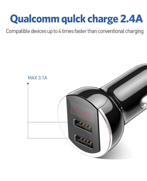 Planet Gates Red USLION USB Car Charger For Mobile Phone Tablet GPS 3.1A LED Display Quick Charging Dual USB Car Phone Charger Adapter in Car