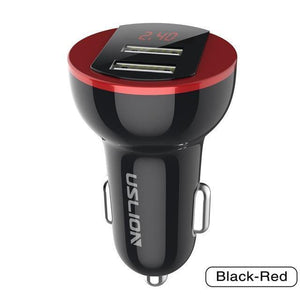 Planet Gates Red USLION USB Car Charger For Mobile Phone Tablet GPS 3.1A LED Display Quick Charging Dual USB Car Phone Charger Adapter in Car
