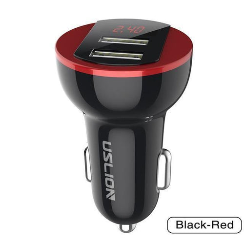 Planet Gates Red USLION USB Car Charger For Mobile Phone Tablet GPS 3.1A LED Display Quick Charging Dual USB Car Phone Charger Adapter in Car