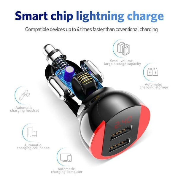 Planet Gates Red USLION USB Car Charger For Mobile Phone Tablet GPS 3.1A LED Display Quick Charging Dual USB Car Phone Charger Adapter in Car