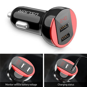 Planet Gates Red USLION USB Car Charger For Mobile Phone Tablet GPS 3.1A LED Display Quick Charging Dual USB Car Phone Charger Adapter in Car