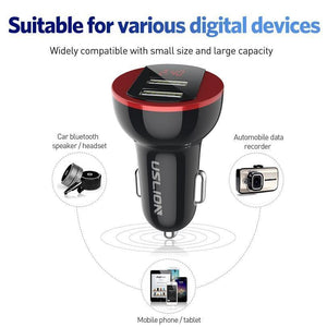 Planet Gates Red USLION USB Car Charger For Mobile Phone Tablet GPS 3.1A LED Display Quick Charging Dual USB Car Phone Charger Adapter in Car