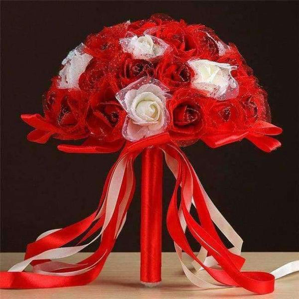 Planet Gates Red vs White Artificial Flowers Wedding Bouquets New Fashion Crystal Bridal Bouquets Wedding Accessories Wedding Party Decor