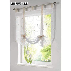 Planet Gates Red / W60CM X L140CM Roman shade European embroidery style tie up window curtain kitchen curtain voile sheer tab top window brand curtains cortinas