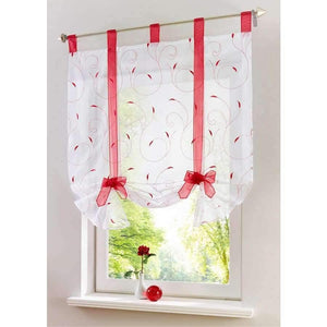 Planet Gates Red / W60CM X L140CM Roman shade European embroidery style tie up window curtain kitchen curtain voile sheer tab top window brand curtains cortinas