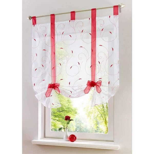 Planet Gates Red / W60CM X L140CM Roman shade European embroidery style tie up window curtain kitchen curtain voile sheer tab top window brand curtains cortinas