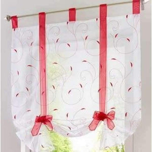 Planet Gates Red / W60CM X L140CM Roman shade European embroidery style tie up window curtain kitchen curtain voile sheer tab top window brand curtains cortinas