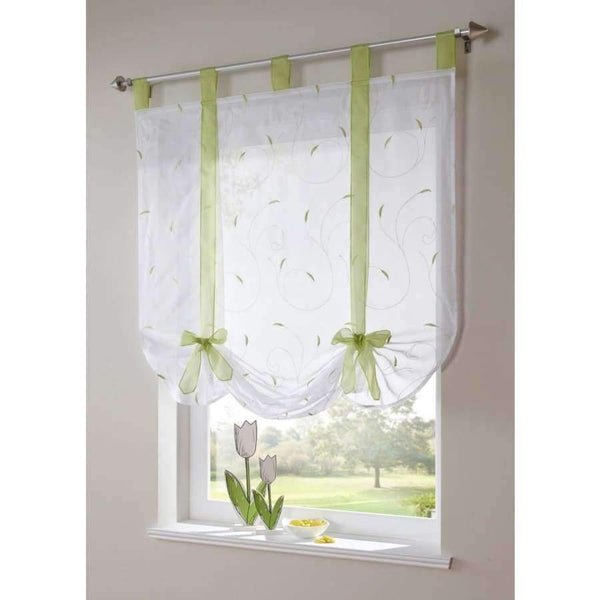 Planet Gates Red / W60CM X L140CM Roman shade European embroidery style tie up window curtain kitchen curtain voile sheer tab top window brand curtains cortinas