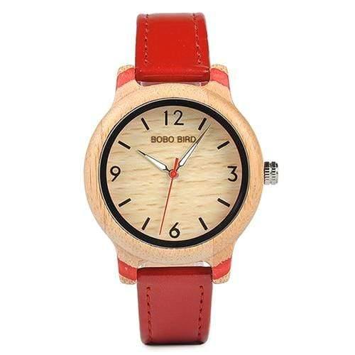 Planet Gates Red Watch Lady Lovers' Bamboo Watches Relogio Feminino Analog Quartz Casual Wristwatches Handmade wooden watch W-aQ22 DROP Shipping