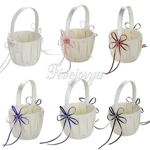 Planet Gates red Wedding Flower Basket Flower Girl Basket Wedding Accessories Rhinestone Buckle Double Heart Wedding Decoration