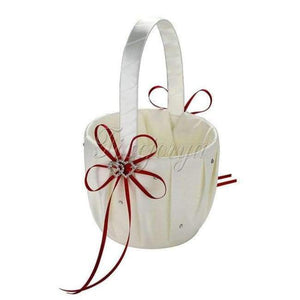 Planet Gates red Wedding Flower Basket Flower Girl Basket Wedding Accessories Rhinestone Buckle Double Heart Wedding Decoration