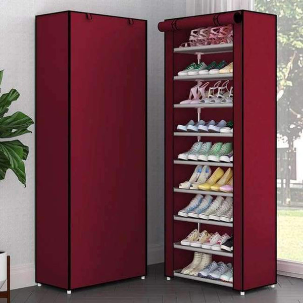 Planet Gates Red Wine 10L / China Simple Multi-Layer Shoe Rack Oxford Cloth Galvanized Tube Assembled Storage Cabinet Dorm Shoes Shelf Closet for Home Furniture