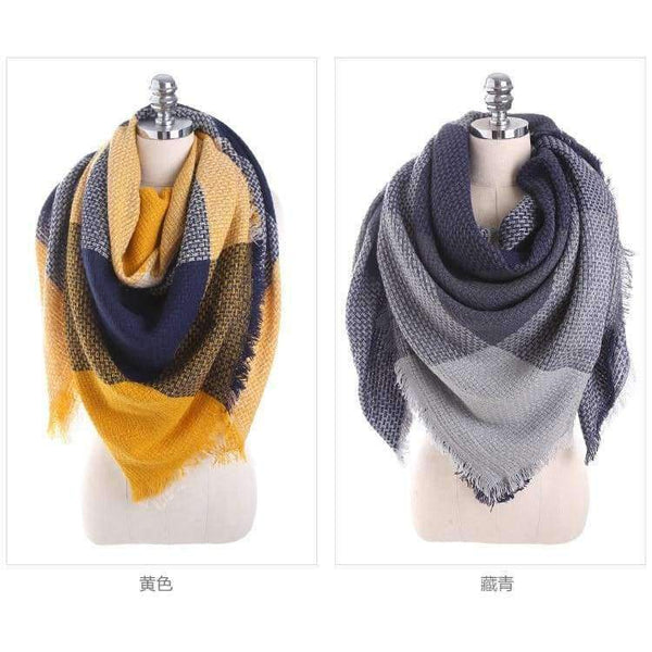 Planet Gates Red wine / 140cmX140cm Luxury Brand Winter Scarf Women Square Stitching Plaid Cashmere Warp Knitting Thick Shawls and Wrap Blanket Dropshipping