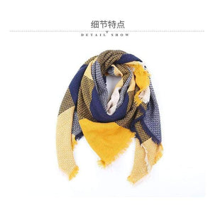 Planet Gates Red wine / 140cmX140cm Luxury Brand Winter Scarf Women Square Stitching Plaid Cashmere Warp Knitting Thick Shawls and Wrap Blanket Dropshipping