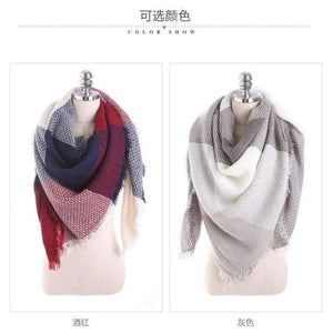 Planet Gates Red wine / 140cmX140cm Luxury Brand Winter Scarf Women Square Stitching Plaid Cashmere Warp Knitting Thick Shawls and Wrap Blanket Dropshipping