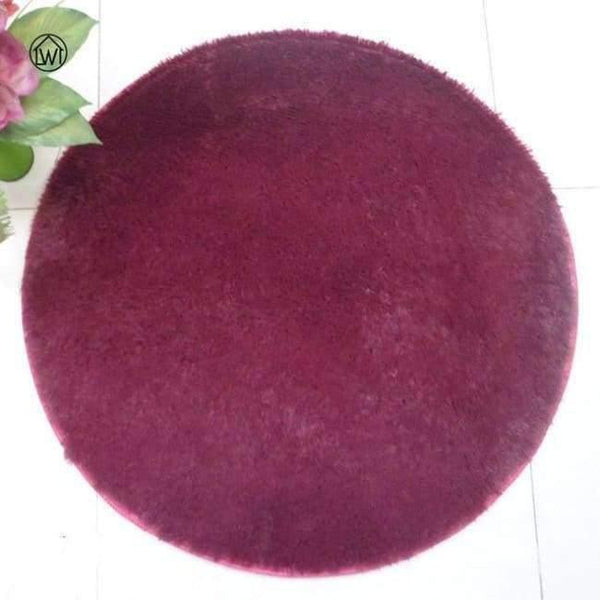 Planet Gates Red wine / 40cm Fluffy Thick Velvet Round Carpet 40-80cm Anti-skid Toilet Floor Mat Bedroom Kitchen Doormat Carpet For Living Room Yoga Mat