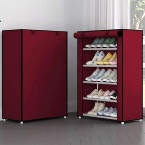 Planet Gates Red Wine 6L / China Simple Multi-Layer Shoe Rack Oxford Cloth Galvanized Tube Assembled Storage Cabinet Dorm Shoes Shelf Closet for Home Furniture