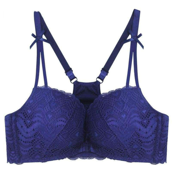 Planet Gates Red Wine / 70A Women Bra Front Closure Vest Type Seamless Push Up Women Bra 5/8 Cup Small Chest Sexy Back Bow Floral Lace Underwear