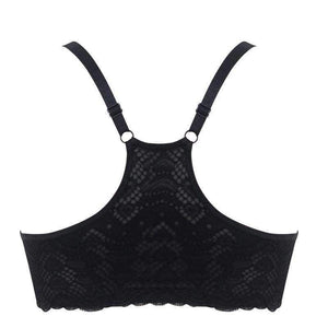 Planet Gates Red Wine / 70A Women Bra Front Closure Vest Type Seamless Push Up Women Bra 5/8 Cup Small Chest Sexy Back Bow Floral Lace Underwear