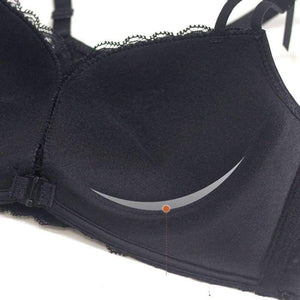 Planet Gates Red Wine / 70A Women Bra Front Closure Vest Type Seamless Push Up Women Bra 5/8 Cup Small Chest Sexy Back Bow Floral Lace Underwear