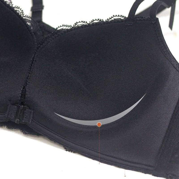 Planet Gates Red Wine / 70A Women Bra Front Closure Vest Type Seamless Push Up Women Bra 5/8 Cup Small Chest Sexy Back Bow Floral Lace Underwear