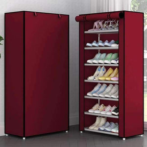 Planet Gates Red Wine 8L / China Simple Multi-Layer Shoe Rack Oxford Cloth Galvanized Tube Assembled Storage Cabinet Dorm Shoes Shelf Closet for Home Furniture