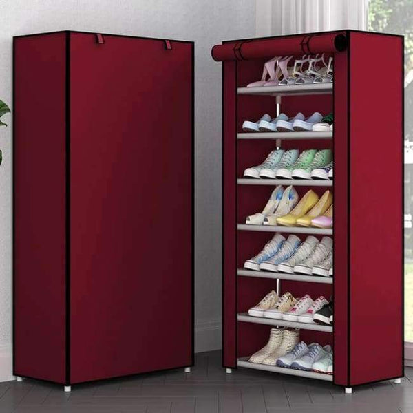 Planet Gates Red Wine 8L / China Simple Multi-Layer Shoe Rack Oxford Cloth Galvanized Tube Assembled Storage Cabinet Dorm Shoes Shelf Closet for Home Furniture