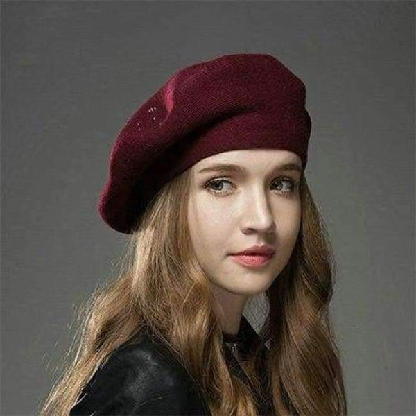 Planet Gates red wine / adjustable MingJieBiHuo new Winter wool warm beret hat women Fashion wild painter soild casual girls beret hat