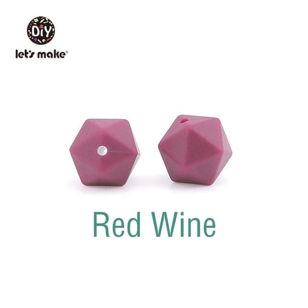 Planet Gates Red Wine Let's Make 10pc 14mm Silicone Beads Hexagon Bpa Free Silicone Teether Diy Teething Toy Baby Chewable Accessories Baby Teether