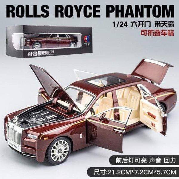 Planet Gates Red with box 1:24 Rolls-Royce Phantom Car Model Simulation Sound and Light Pull Back Alloy Cullinan Decoration Boy Toy Car Collection Gifts