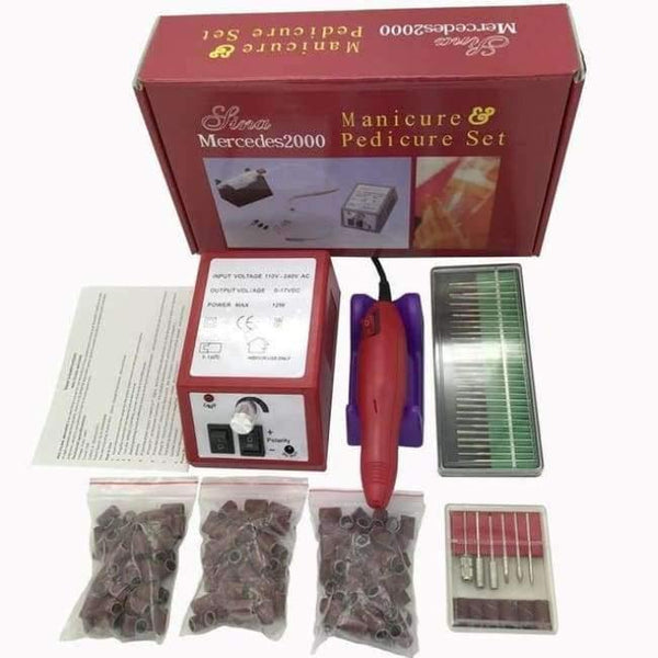 Planet Gates RED WITH BOX Electric Nail Art Drill Machine Manicure Pedicure Pen Tool Set Kit+30pcs nail drill bit+150pcs sanding bands