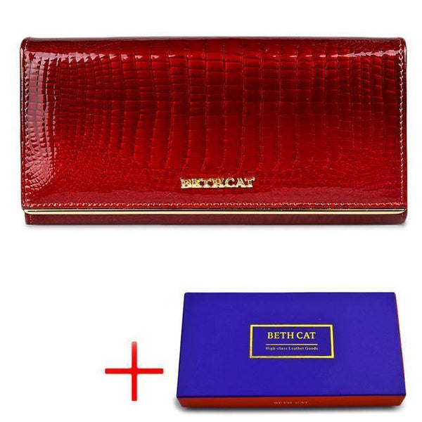 Planet Gates Red with box Women Wallet and Purses Genuine Leather Female Coin Card Holder Purse Ladies Money Bags Alligator Cow Wallets
