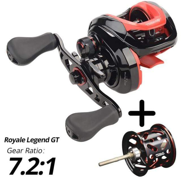 Planet Gates Red With Spool / Right Hand / Spain Royale Legend II & GT Baitcasting Reel 7.2:1 5.4:1 Gear Ratio Reel  Freshwater Aluminum Spool 8 KG Drag Fishing Coil