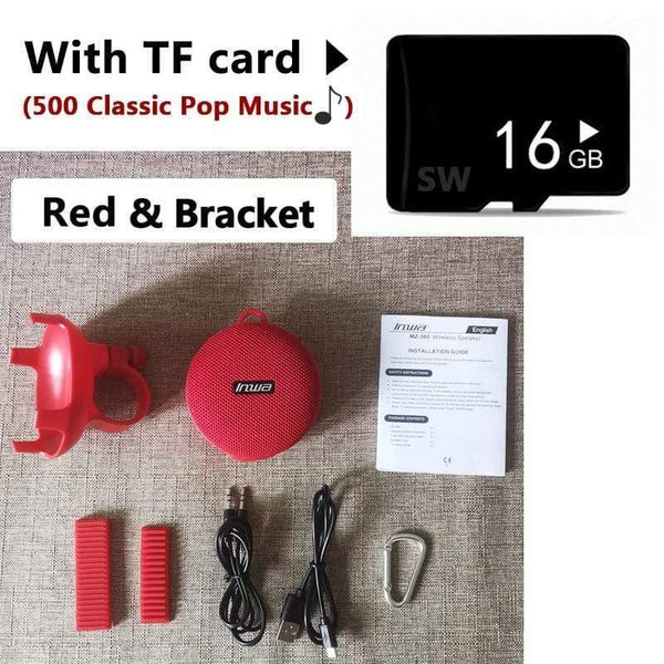 Planet Gates Red with TF Card Portable Bikes Bluetooth Speaker Bicycle Column Waterproof Shower Speaker Acoustics Sound Boombox Soundbar Woofer Hands Free