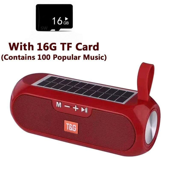 Planet Gates Red with TF card Portable Column WirelessBluetooth Bass Speaker Stereo Music Box Solar Power Bank Boombox Waterproof USB AUX FM Radio Super Bass