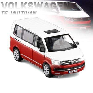Planet Gates red with white 1:32 Zinc Alloy Bus Volkswagen Multivan T6 Van Alloy Toy Car Diecast MPV Model Sound Light Pull Back Children Gift Boys For Toys