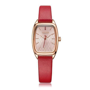 Planet Gates Red Women's Watch Japan Quartz Hours Fashion Wave-like Clock Leather Bracelet Modern Classic Girl Birthday Gift Julius Box