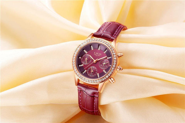 Planet Gates Red Women's Watch Top Brand Luxury Lady Quartz Clock Women Casual Leather Waterproof Sports Watch Montre Femme