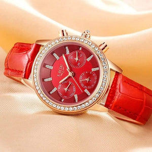 Planet Gates Red Women's Watch Top Brand Luxury Lady Quartz Clock Women Casual Leather Waterproof Sports Watch Montre Femme