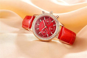 Planet Gates Red Women's Watch Top Brand Luxury Lady Quartz Clock Women Casual Leather Waterproof Sports Watch Montre Femme