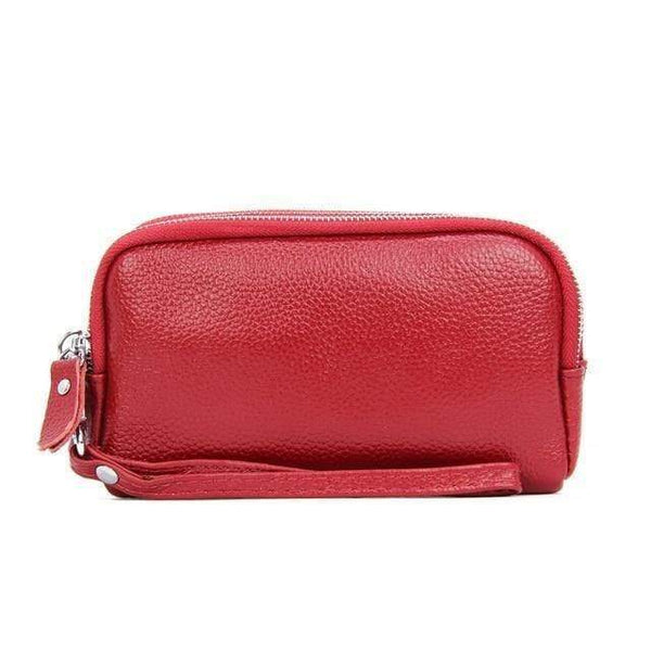 Planet Gates Red Women Wallet Genuine Leather 3 layers Zipper Wristlet Bag Big Capacity Lady Clutch Coin Purse Mobile phone bag black