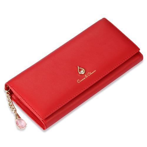 Planet Gates Red Women Wallet PU Magnetic Closure Women Wallets Long Wallets Clutch Purse Red Card Holder Coin Purse Clasps New